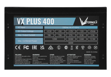 Блок питания 400Вт Formula (Aerocool) VX-400 Plus (120мм,1PCI-E,2SATA)