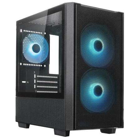 Корпус mATX Б_БП XASTRA  A400M 3ARGB-C6 Black (USB3.0,Audio,черный,Mesh,TG,2х140мм+1х120мм FC ARGB PWM fans/ARGB+PWM HUB 6port,CPU Cooler до 175мм, VG