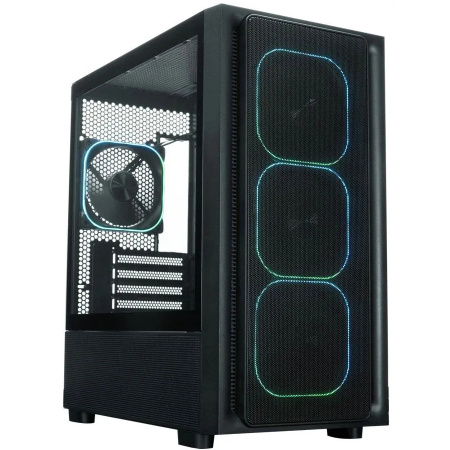 Корпус mATX Б_БП XASTRA A411M 4ARGB-FG Black (USB3.0,Audio,TG,черный,Mesh,4х120мм FRGB,CPU Cooler до 165мм, VGA до 340мм)