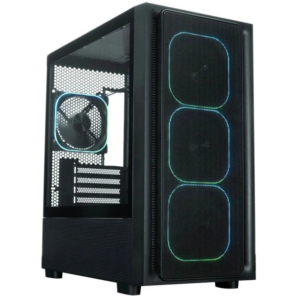 Корпус mATX Б_БП XASTRA A411M 4ARGB-FG Black (USB3.0,Audio,TG,черный,Mesh,4х120мм FRGB,CPU Cooler до 165мм, VGA до 340мм)