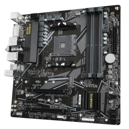 Мат.плата SocAM4 AMD B550 Gigabyte B550M DS3H AC (mATX,4DDR4,ECC/non-ECC,2M.2,2PCI-E16,PCI-E,DVI,HDM