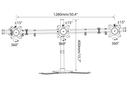 Кронштейн для мониторов Cactus CS-VM-MP330S-AL серебристый 15"-24" макс.8кг настольный