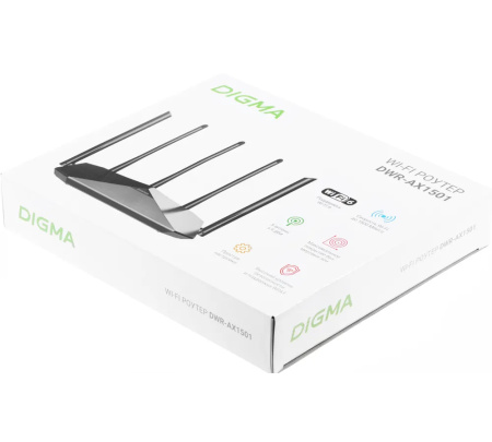Маршрутизатор Digma DWR-AX1501 AX1500 802.11n/ac/ax 1201+300_Mbps 2.4 /5/6 Ггц 3xLANx1000_Mbps