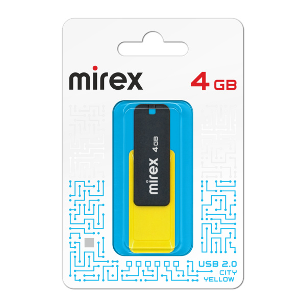 Флеш-накопитель USB2.0 4Gb Mirex City желтый 13600-FMUCYL04