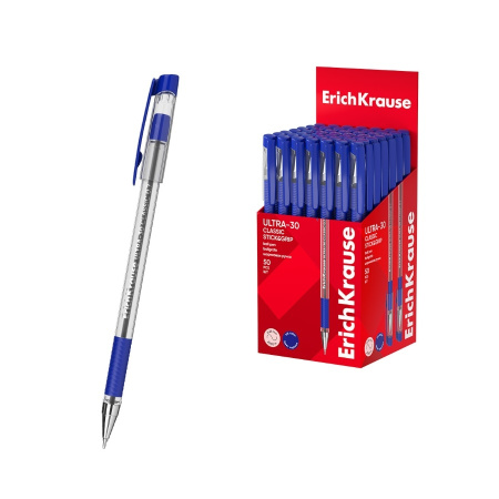 Ручка шариковая Erich Krause "Ultra-30 Stick&Grip Classic" 0,7мм., синий (63683)