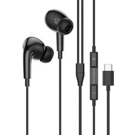 Гарнитура проводная BOROFONE BM30 Pro вставные, кабель 1.2м, черный, Type-C разъем