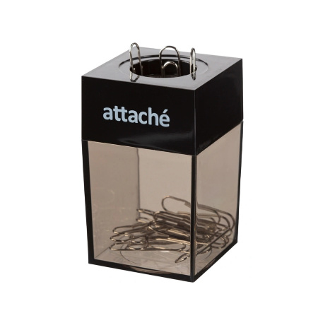 Скрепочница Attache магнитная, со скрепками, черная (809696)