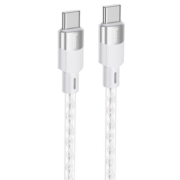 Кабель USB Type-C (m) - USB Type-C (m) HOCO X99 1м, 3A, силиконовый, прозрачный/серый