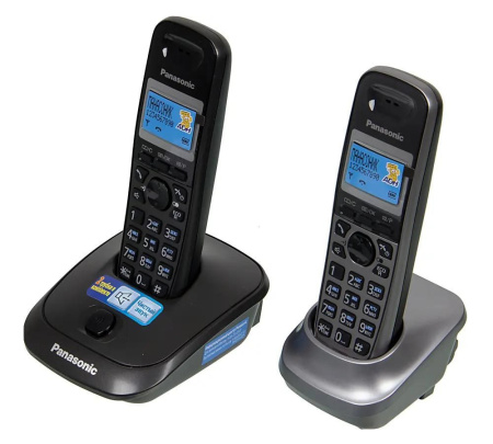 Радиотелефон Panasonic KX-TG2512RU2,темно-серый\серый 2трубки/50м/300м/АОН/книга_50номеров/спикерфо