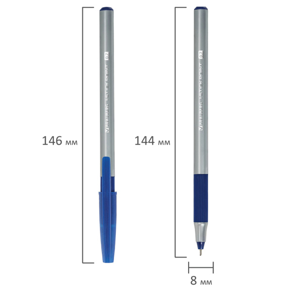 Ручка шариковая BRAUBERG "i-STICK POINT" грип, синяя (144021)