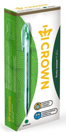 Ручка гелевая CROWN "Hi-Jell" 0,5мм., зеленая (HJR-500B)