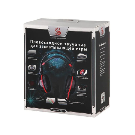 Игровая гарнитура A4Tech Bloody G300 мониторные, 32Ом, 100дБ, кабель 2.2м, Black/Red