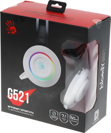 Игровая гарнитура A4Tech Bloody G521 мониторные кабель 2.3м, White/Black