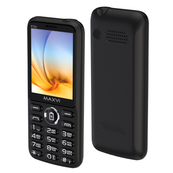Сотовый Maxvi K15c Black 2sim/2.8"/320*240/microSD/0.5МП/Bt/2500мАч/моноблок