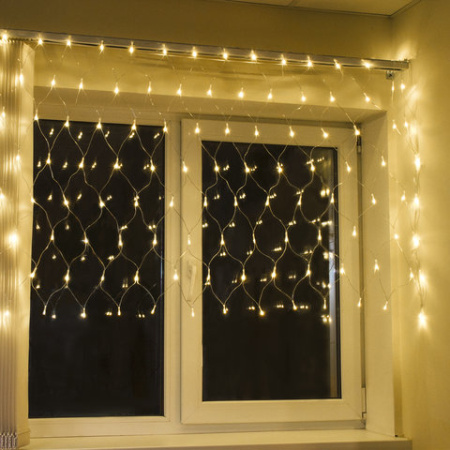 Электрогирлянда комнатная  1,5х1м, 120LED, тепл.белый, 220V, контроллер, ЗОЛОТАЯ СКАЗКА, 591104