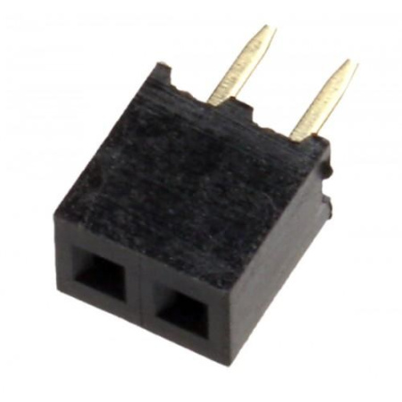 Разъем штыревой P2.54мм Dupont 1* 2pin, гнездо на плату, прямой, DIP, PBS-2