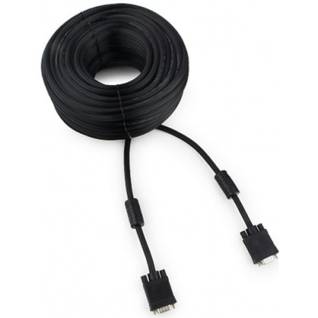 Кабель соединительный VGA(m) - VGA(m) 30м Cablexpert, тройной экран, феррит.кольца, черный (CC-PPVGA-30M-B)