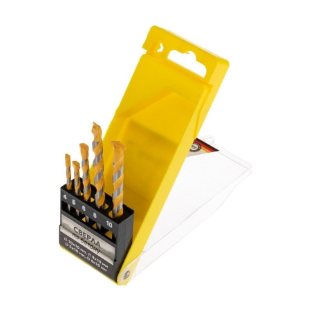 Набор сверл по бетону 4..10, 5штук, кейс пластик, Kranz KR-91-0411