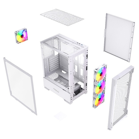 Корпус ATX Б_БП Powercase Mistral AZ4W ARGB (USB3.0,Audio,белый,Mesh,TG,4х120мм ARGB fans,CPU Cooler до 175мм, VGA до 305мм)[CMAZW-A4]