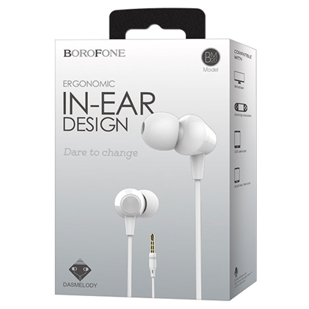 Гарнитура проводная BOROFONE BM20 вставные, кабель 1.2м, белый