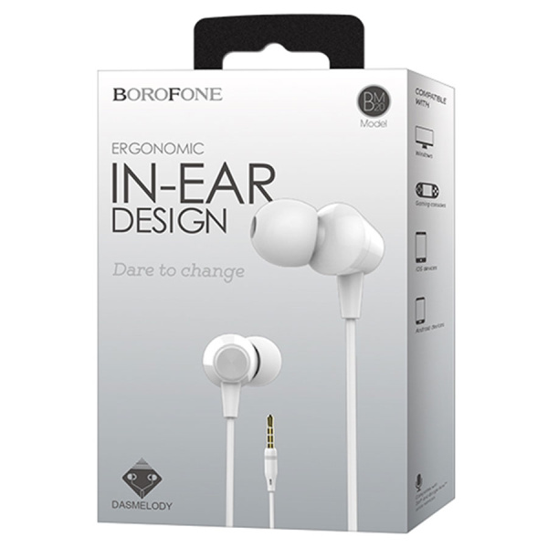Гарнитура проводная BOROFONE BM20 вставные, кабель 1.2м, белый