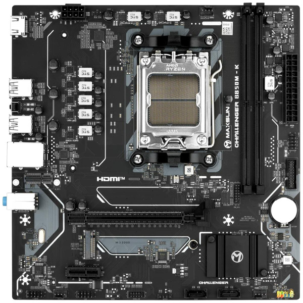 Материнская плата Maxsun MS-Challenger B850M-K B850, AM5, 2*DDR5, 1*PCIEx16, 1*PCIEx1, 1*M.2, 6*USB3.2Gen1, 4*USB2.0, 2*SATA3.0, 1G, HDMI, M-ATX, RTL