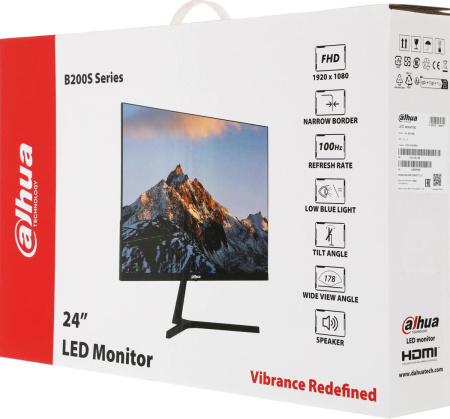 Монитор 23.8"/Dahua/DHI-LM24-B200S/Черный/VA/1920*1080/100 Гц/VGA/HDMI/Мультимедиа