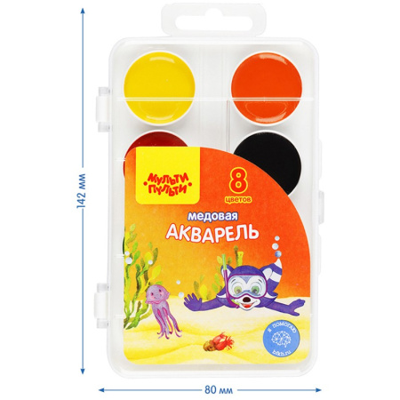 Акварель 08цв. Мульти-Пульти "Енот в Красном море" без кисти (АП_10703)