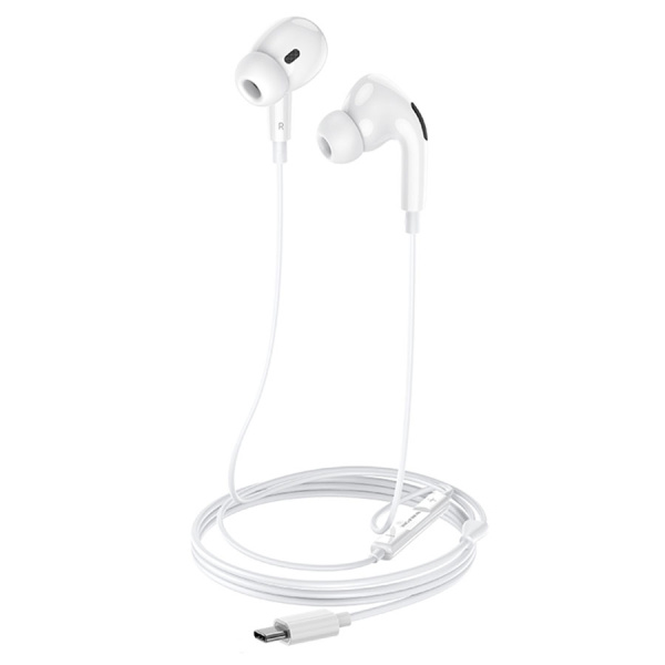 Гарнитура проводная BOROFONE BM30 Pro вставные, кабель 1.2м, белый, Type-C разъем
