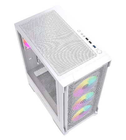 Корпус ATX Б_БП Powercase Mistral AZ4W ARGB (USB3.0,Audio,белый,Mesh,TG,4х120мм ARGB fans,CPU Cooler до 175мм, VGA до 305мм)[CMAZW-A4]