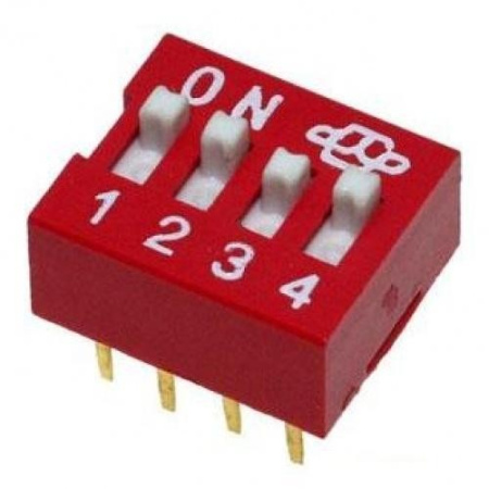 Переключатель DIP  SP4T, шаг 2.54мм, DS-04