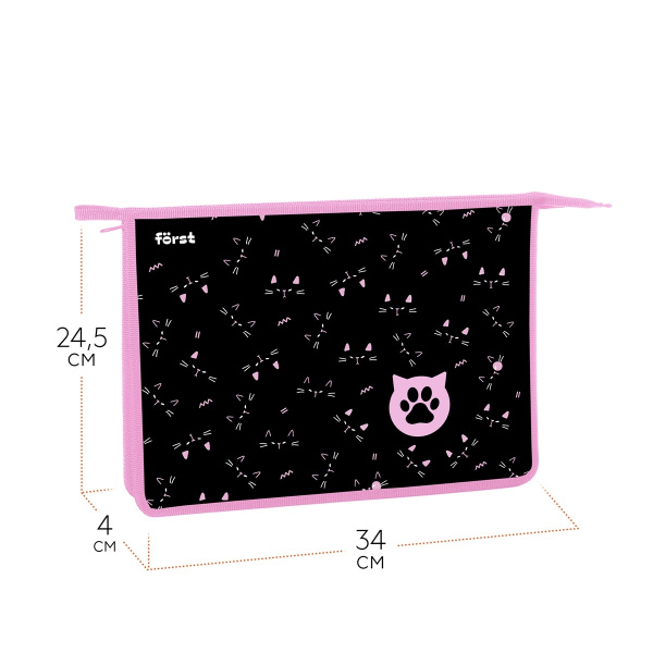 Папка для тетрадей А4 Först 1 отд "Kitty", пластик, на молнии (FT-PP-A40402)