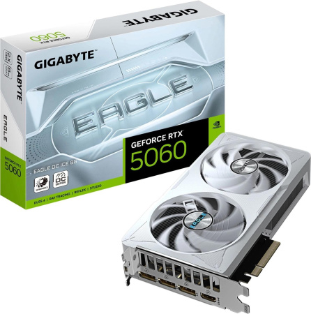 Видеокарта Gigabyte PCI-E 5.0 GV-N5060EAGLEOC ICE-8GD 1.0 NVIDIA GeForce RTX 5060 8Gb 128bit GDDR7 2497/28000 HDMIx1 DPx3 HDCP Ret