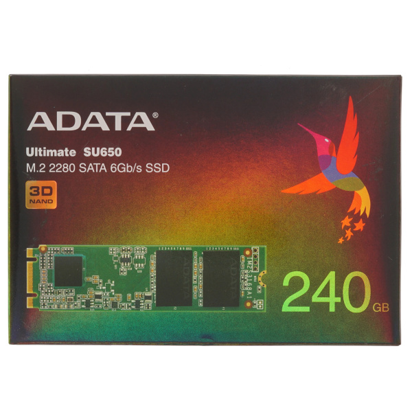 SSD-накопитель M.2 240Гб ADATA Ultimate SU650 [ASU650NS38-240GT-C](QLC 3D NAND,550/500 Мб/с)