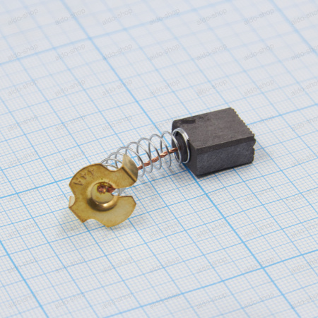 Щетка электроугольная (графитовая) 8*14.4*17мм, пружина, пятак круглый со скосоми 17.5мм