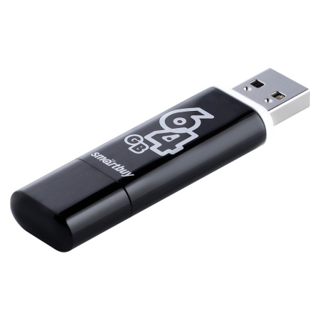 Флеш-накопитель USB2.0 64GB SmartBuy Glossy (SB64GBGS-K) черный