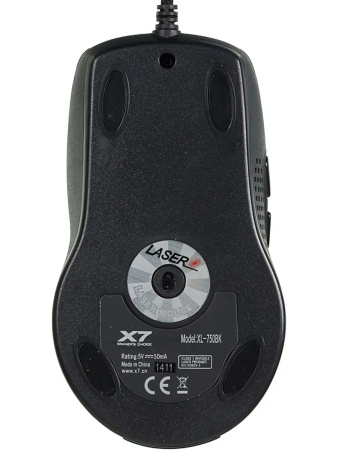 Игровая мышь USB A4Tech XL-750BK лазерная 3600dpi, кабель 1.8м, Black