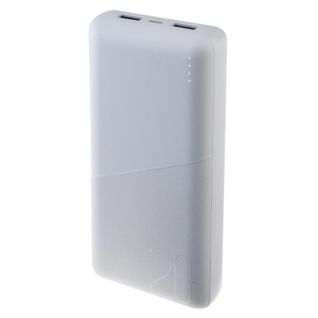 Аккумулятор внешний 20000_mAh Perfeo Powerbank + In Micro usb+Type-C /Out USB 1 А, 2.1A /White
