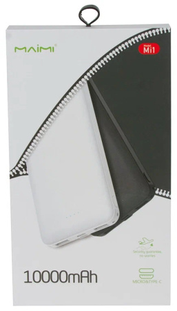 Аккумулятор внешний 10000_mAh MAIMI Mi1  2USB/Micro/Type-C (белый)