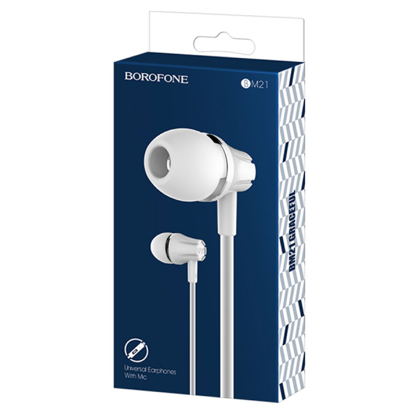 Гарнитура проводная BOROFONE BM21 вставные, кабель 1.2м, белый