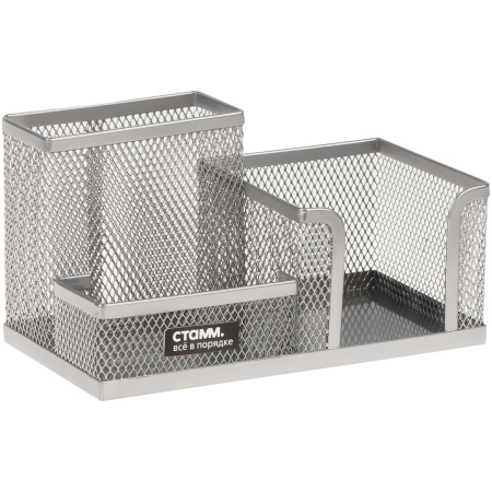 Подставка СТАММ органайзер, металлическая, 3 отд., серебр. (ОР-30847)
