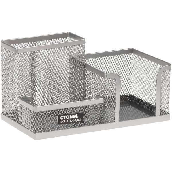 Подставка СТАММ органайзер, металлическая, 3 отд., серебр. (ОР-30847)