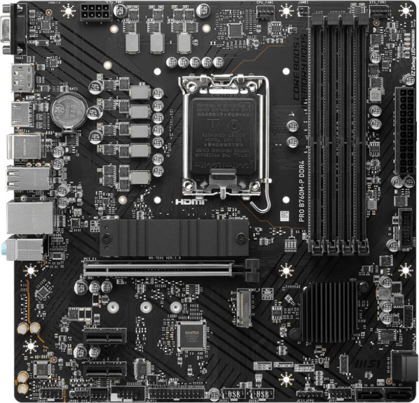Материнская плата MSI PRO B760M-P DDR4 Soc-1700 Intel B760 4xDDR4 mATX AC`97 8ch(7.1) GbLAN+VGA+HDMI+DP