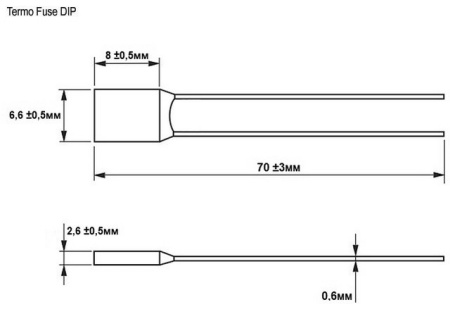 Термопредохранитель DIP, 100C,  3A, 250V, RH100