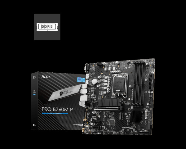 Мат.плата S1700 B760 MSI PRO B760M-P (mATX,4DDR5,2M.2,PCI-E16,2PCI-E,VGA,DP,HDMI,PC6800)