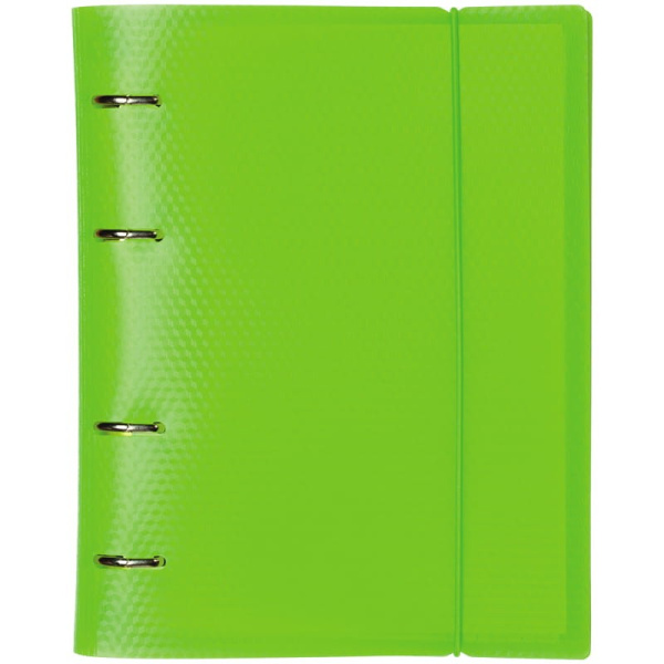 Тетрадь на кольцах 120л. "Diamond Neon Зеленая", пластик. обл., резинка Hatber (120ТК5Вр1_02034)