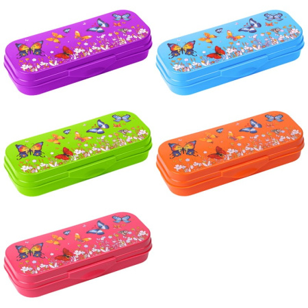 Пенал-футляр СТАММ пластик, с рисунком бабочек, непрозрачный, цвет ассорти, ПН110