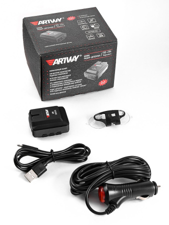 Радар-детектор Artway RD-204 Signature Ultra-K,X,Автодория,Кордон,и тд. 180°/POP/-/VG-2/GPS