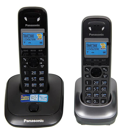 Радиотелефон Panasonic KX-TG2512RU2,темно-серый\серый 2трубки/50м/300м/АОН/книга_50номеров/спикерфо