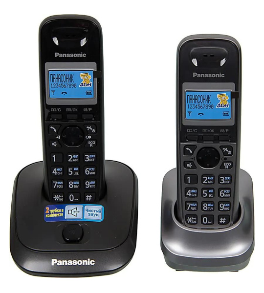 Радиотелефон Panasonic KX-TG2512RU2,темно-серый\серый 2трубки/50м/300м/АОН/книга_50номеров/спикерфо